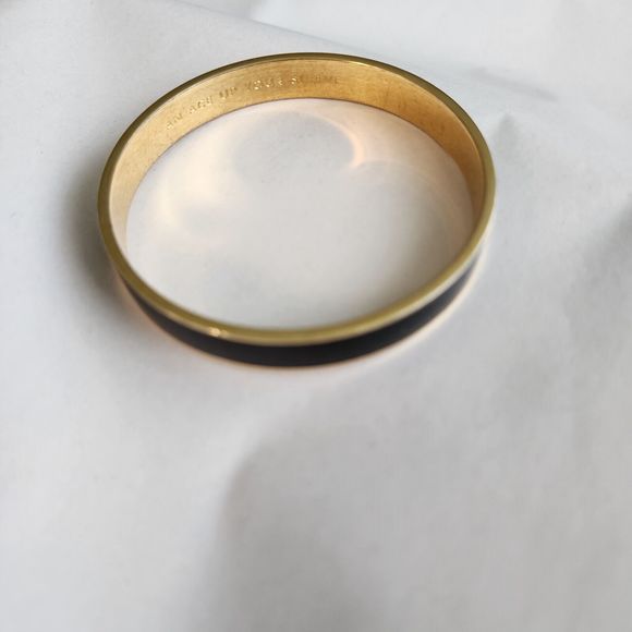 Kate Spade Gold plated Black enamel Bangle Bracelet Elegant Stamped Logo - Picture 5 of 12